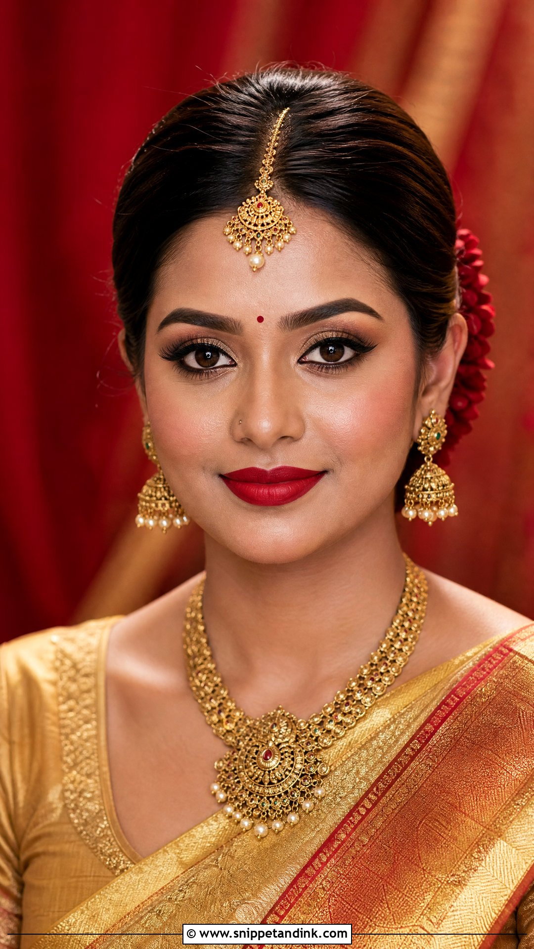 South Indian Wedding Makeup With Red Lip - Snippet and Ink - 20 South Indian Wedding Makeup Ideas