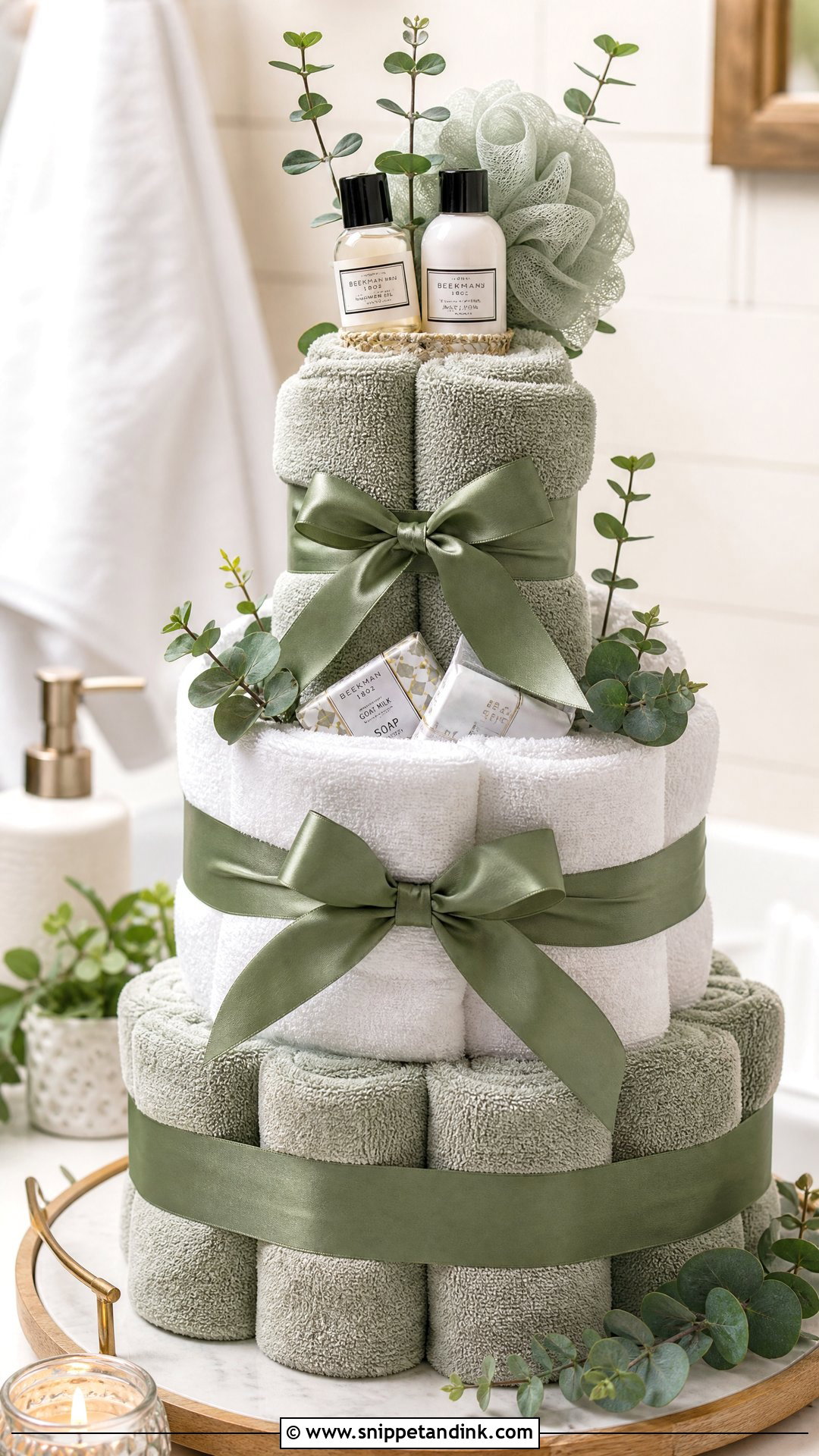 Spa Wedding Towel Cake - Snippet and Ink - 20 Towel Cakes for Wedding