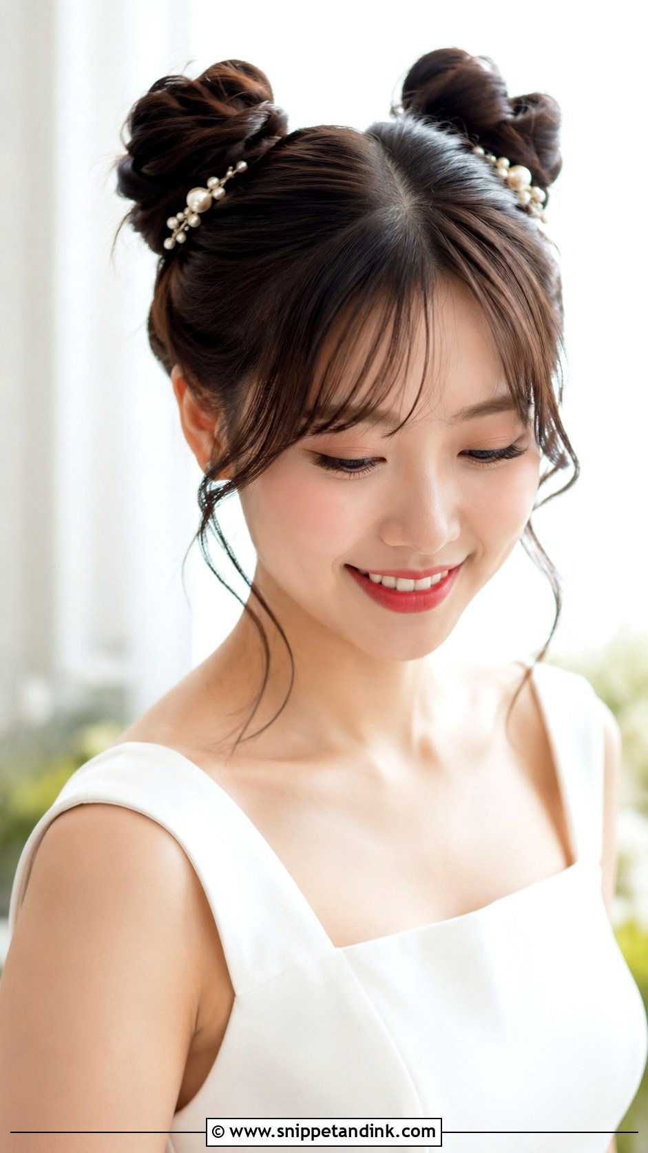 Space Buns With Bangs Wedding Hair - Snippet and Ink - 15 Space Buns Wedding Hair