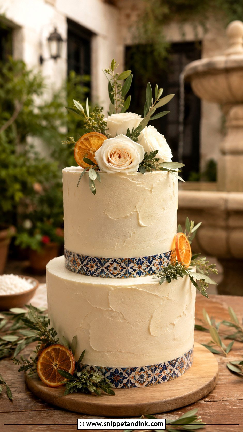 Spanish Courtyard Wedding Cake - Snippet and Ink - 30 Spanish Style Wedding Cake Ideas