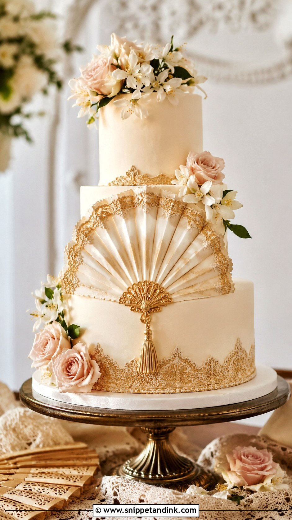 Spanish Fan Wedding Cake - Snippet and Ink - 30 Spanish Style Wedding Cake Ideas