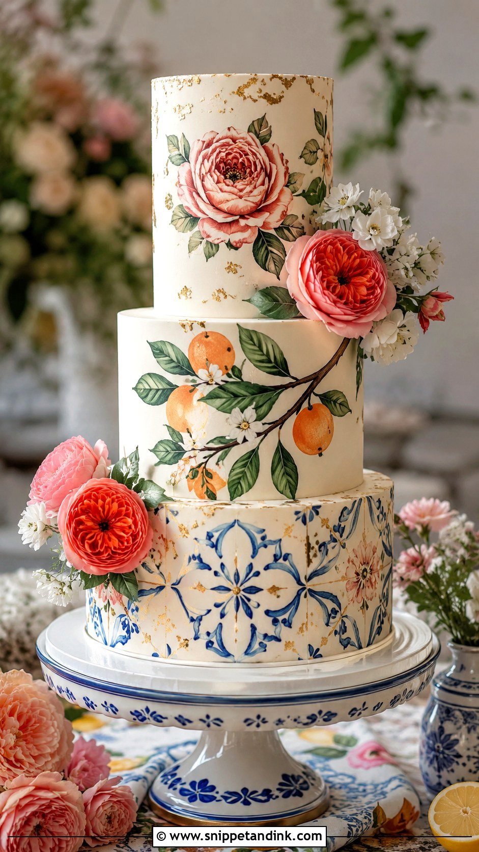 Spanish Hand Painted Wedding Cake - Snippet and Ink - 30 Spanish Style Wedding Cake Ideas