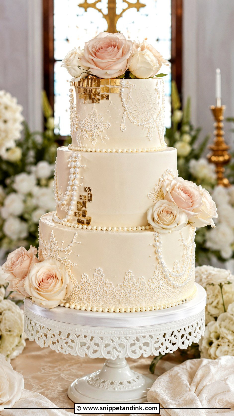 Spanish Pearl Wedding Cake - Snippet and Ink - 30 Spanish Style Wedding Cake Ideas