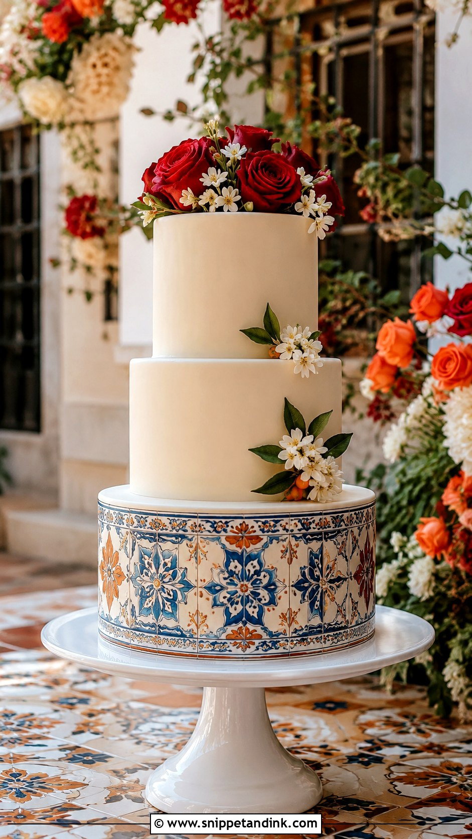 Spanish Tile Wedding Cake - Snippet and Ink - 30 Spanish Style Wedding Cake Ideas