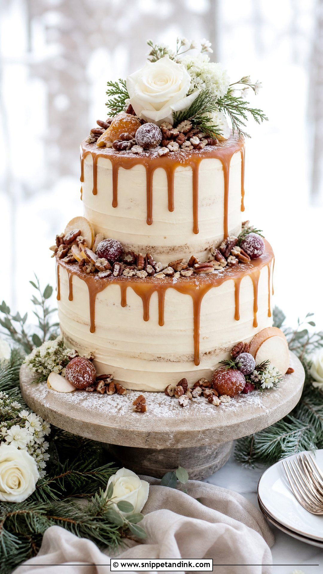Spice Cake Winter Wedding Cake - Snippet and Ink - 20 Winter Wedding Cake Ideas