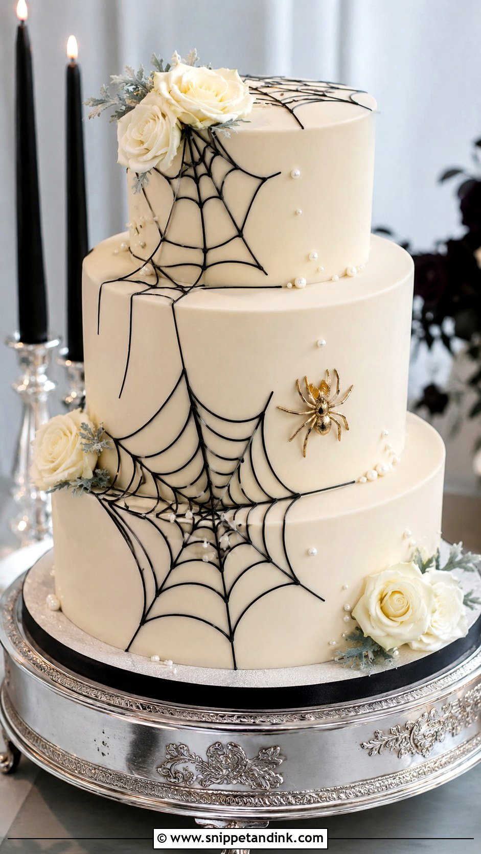 Spiderweb Halloween Wedding Cake - Snippet and Ink - 25 Elegant Halloween Wedding Cake Ideas