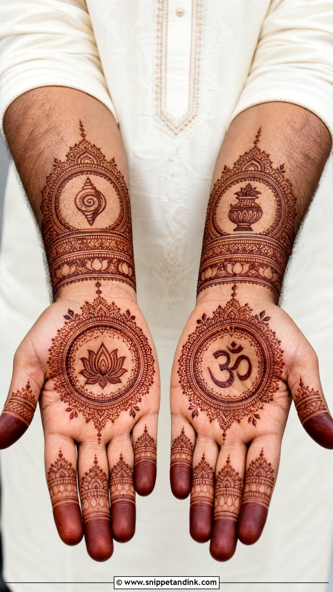 Spiritual Groom Mehndi Design - Snippet and Ink - 25 Mehndi Design for Groom Hand Ideas