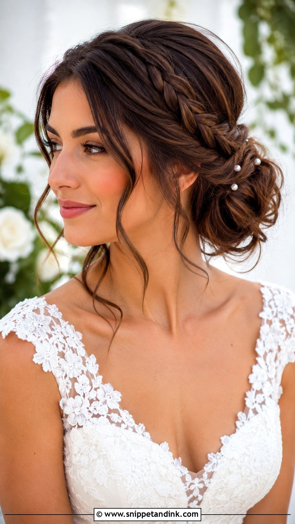 Spring Bridal Braided Low Bun - Snippet and Ink - 15 Spring Wedding Hairstyles Bride