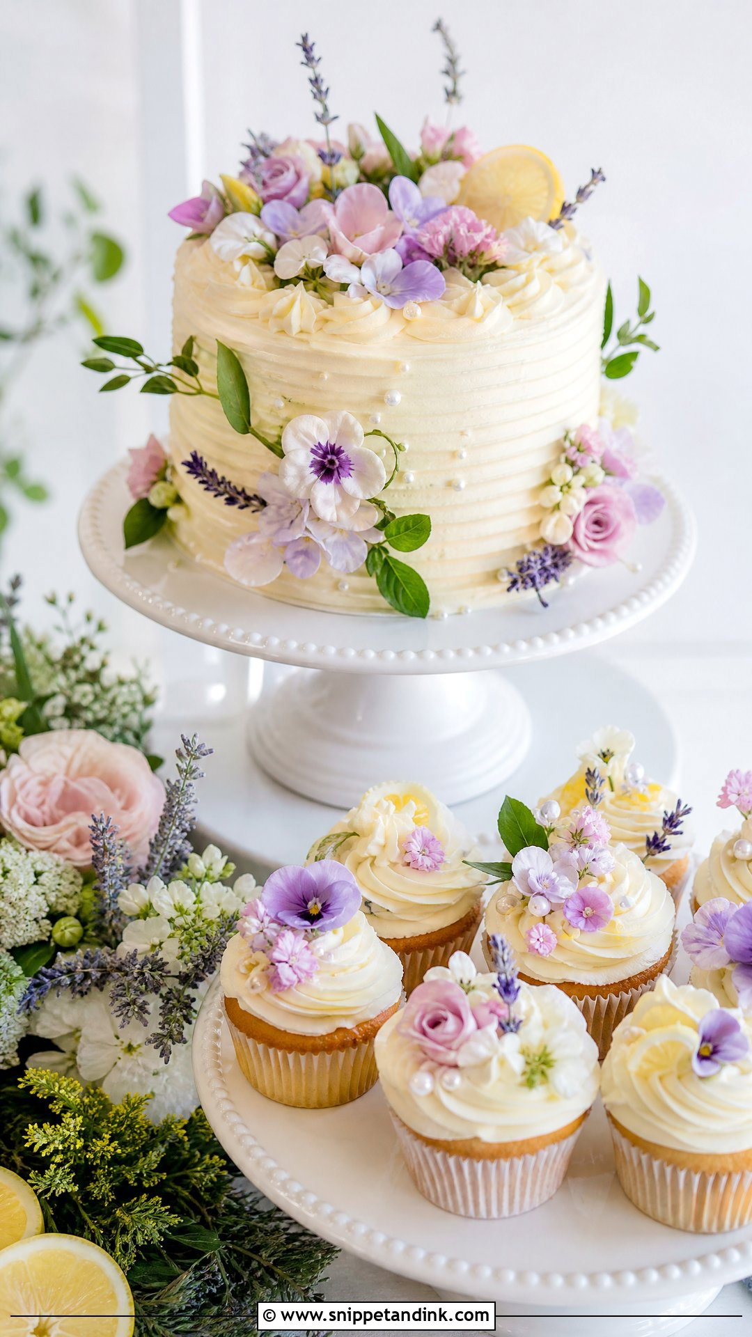 Spring Wedding Cake And Cupcakes - Snippet and Ink - 20 Wedding Cake and Cupcake Display