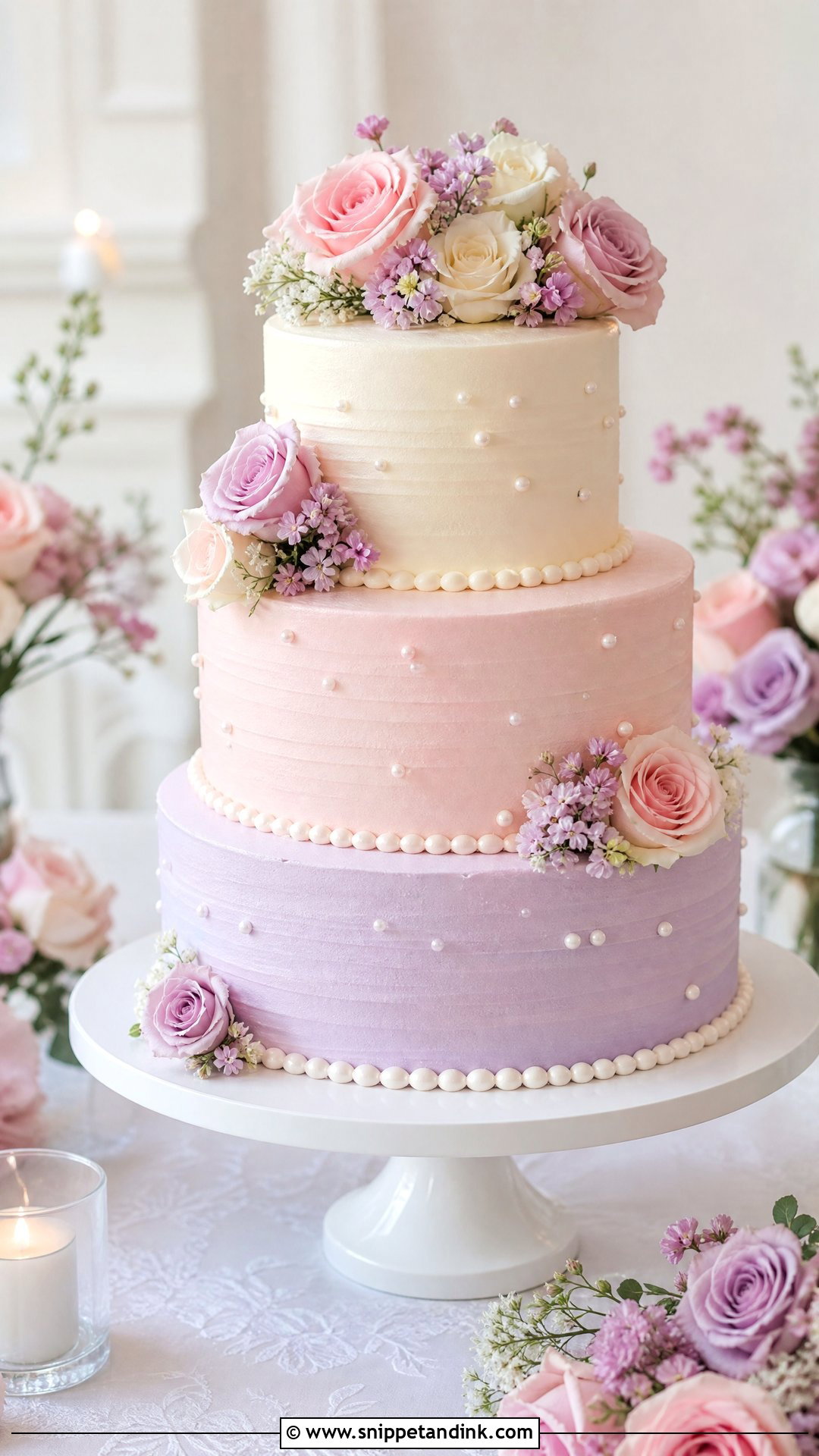 Spring Wedding Cake With Pastel Buttercream - Snippet and Ink - 20 Spring Wedding Cake Ideas