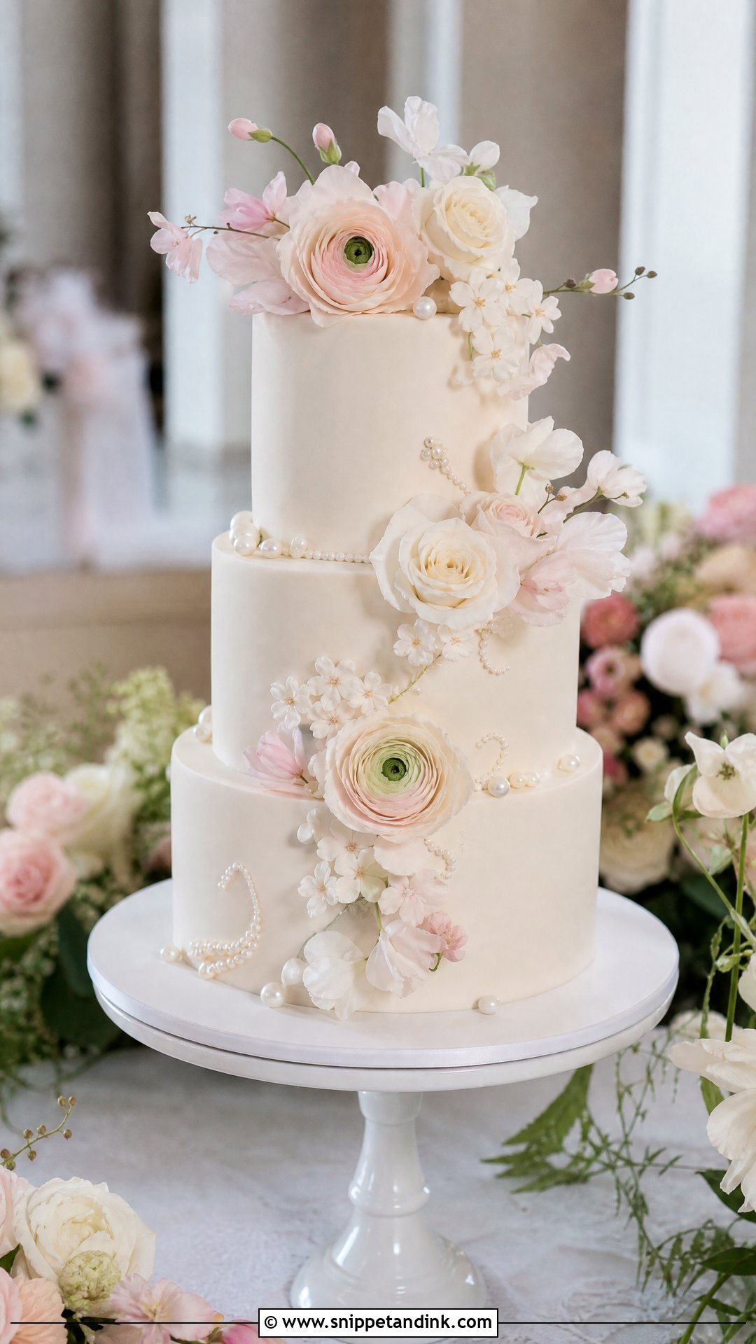 Spring Wedding Cake With Sugar Flowers - Snippet and Ink - 20 Spring Wedding Cake Ideas