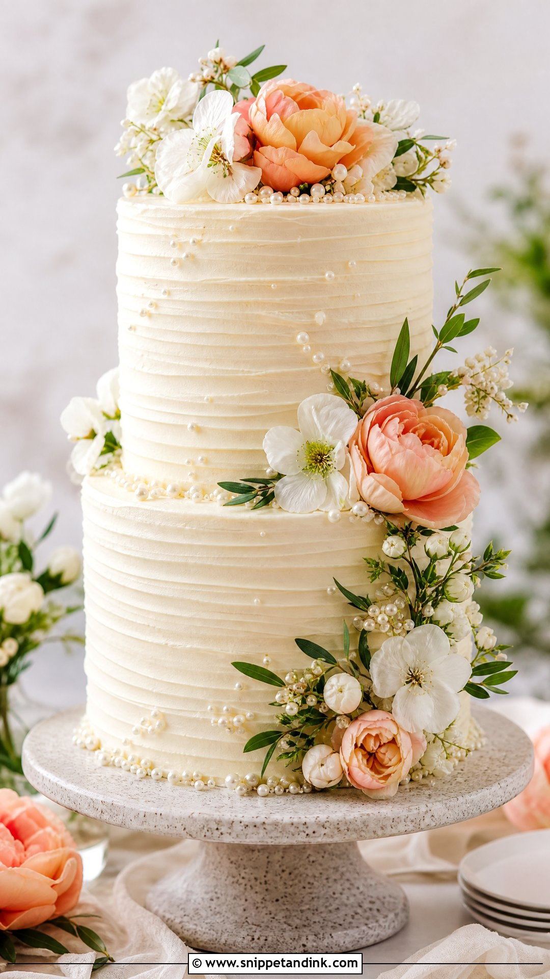Spring Wedding Cake With Textured Buttercream - Snippet and Ink - 20 Spring Wedding Cake Ideas
