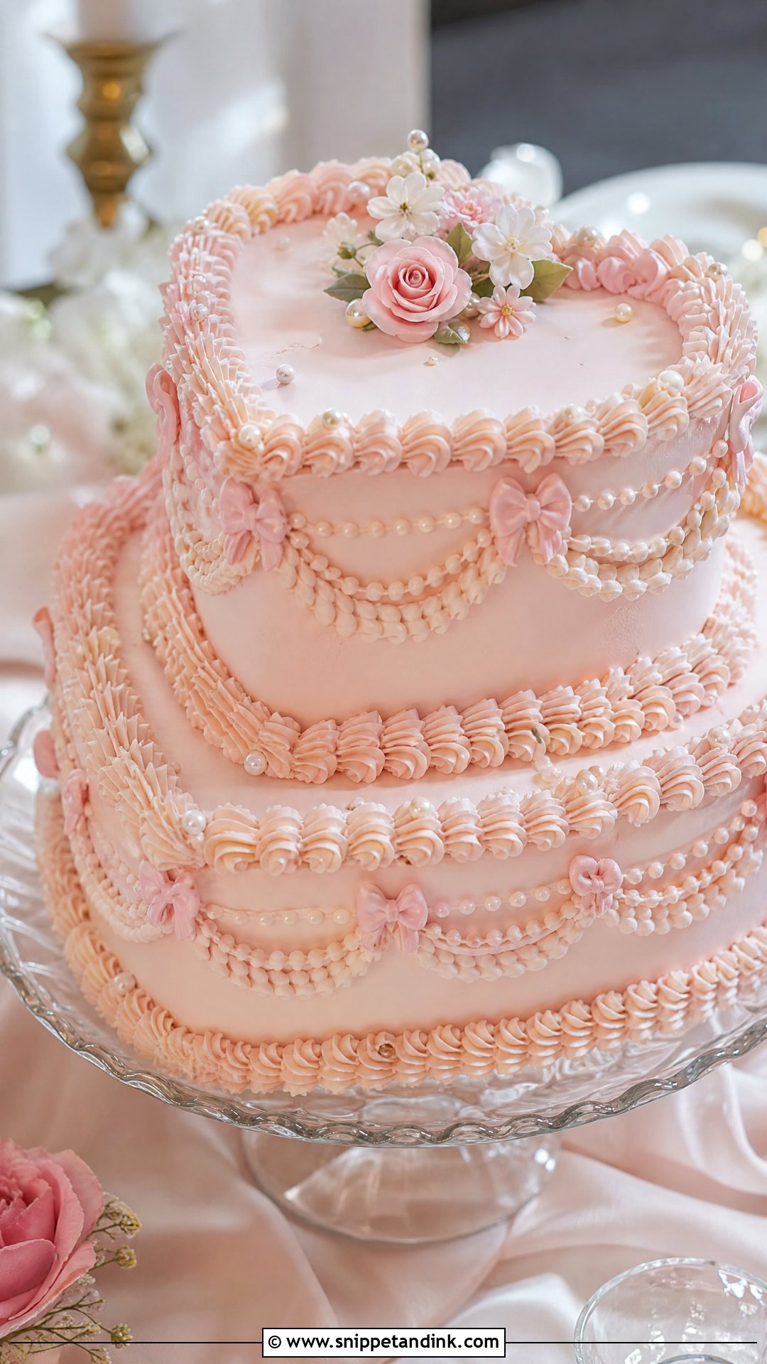 Spring Wedding Cake With Vintage Piping - Snippet and Ink - 20 Spring Wedding Cake Ideas