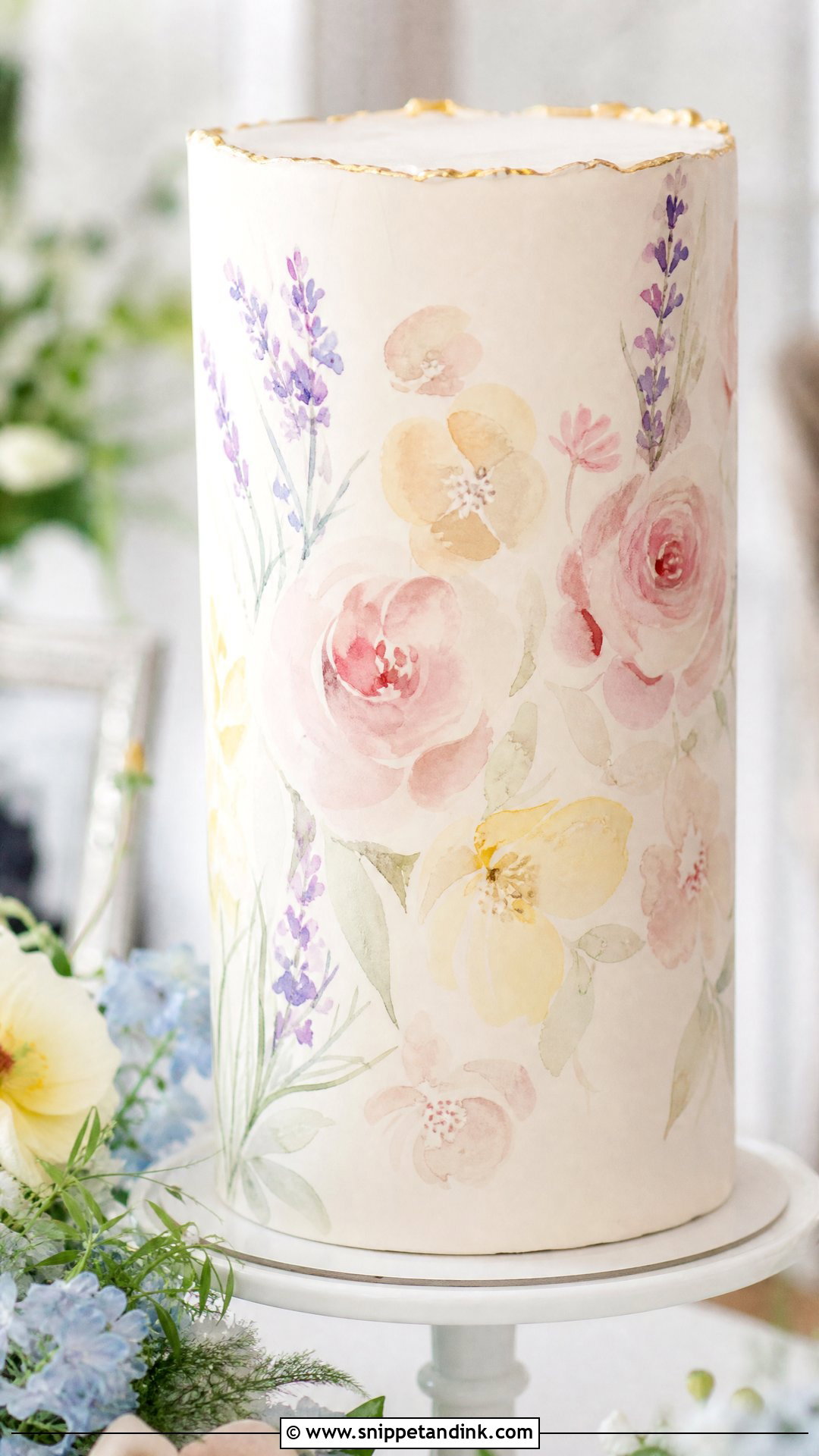 Spring Wedding Cake With Watercolor Flowers - Snippet and Ink - 20 Spring Wedding Cake Ideas