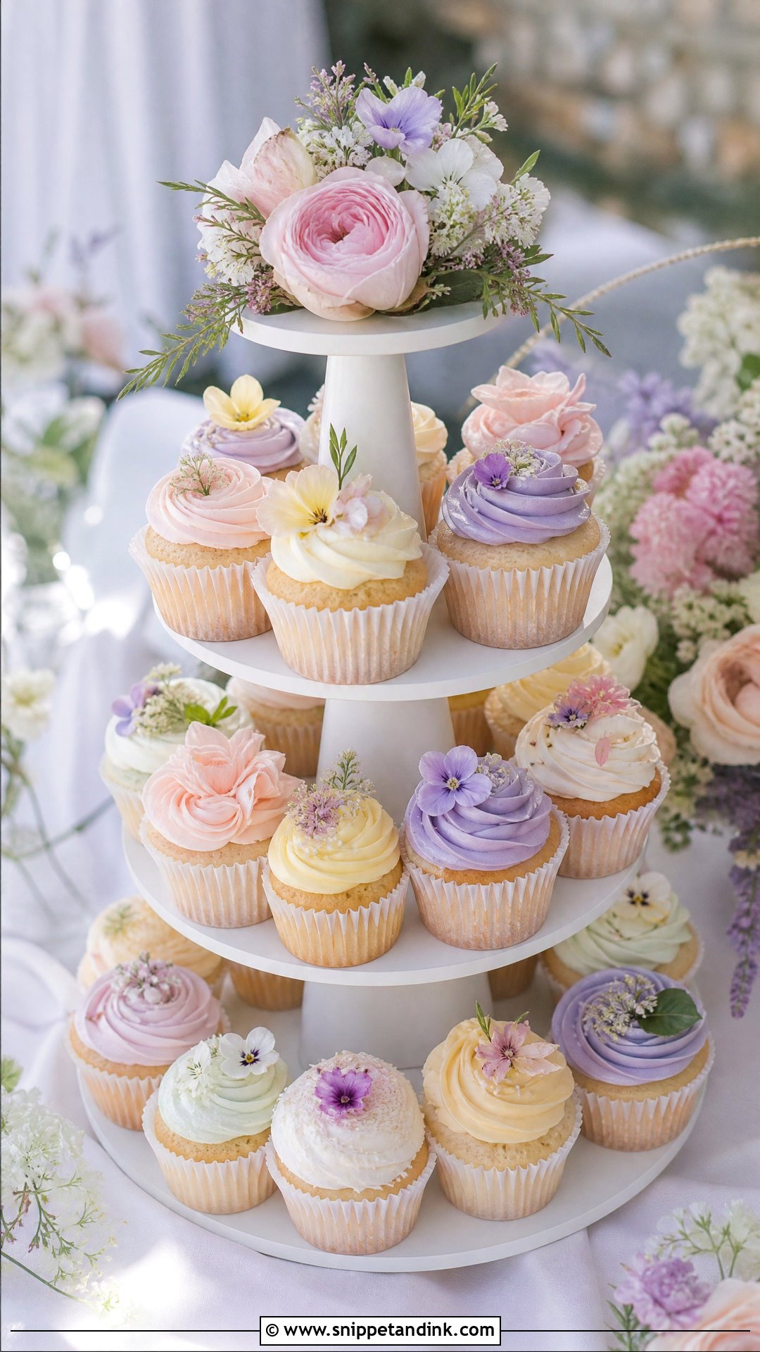 Spring Wedding Cupcake Tower - Snippet and Ink - 20 Wedding Cupcake Tower Ideas