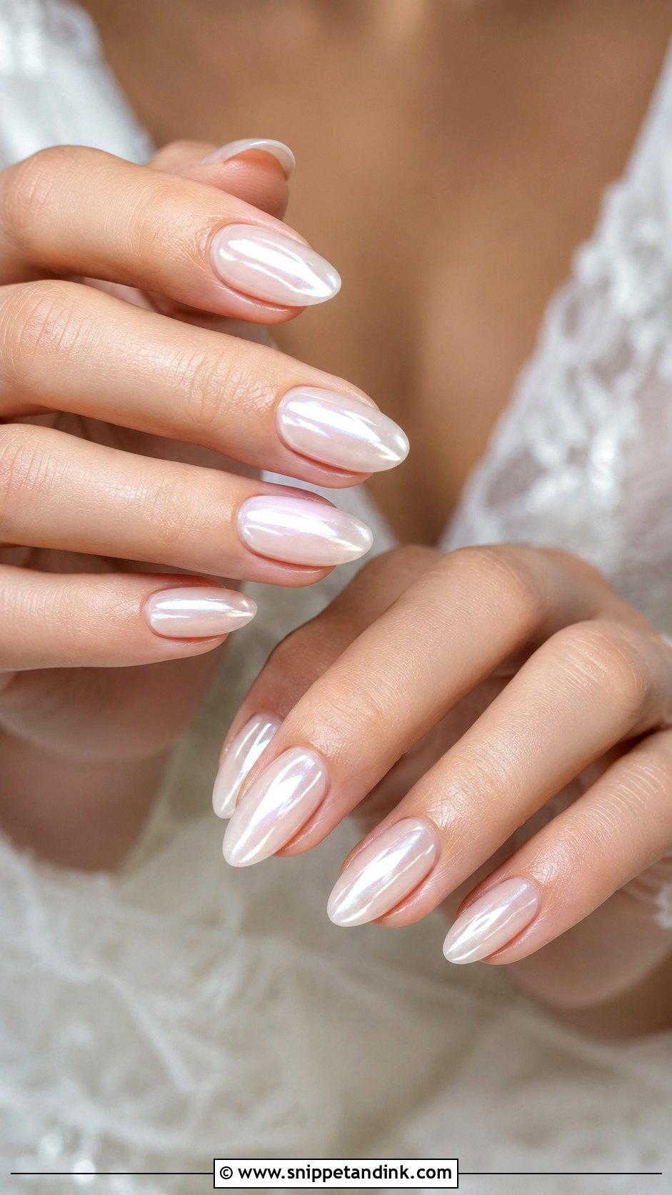 Spring Wedding Pearl Chrome Nails - Snippet and Ink - 20 Spring Wedding Nails for Bride