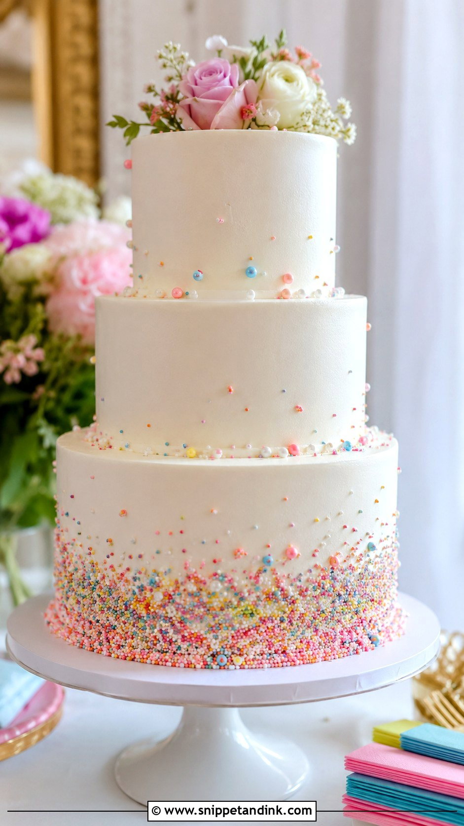 Sprinkle Wedding Cake - Snippet and Ink - 20 Multi Color Cake Ideas for Wedding