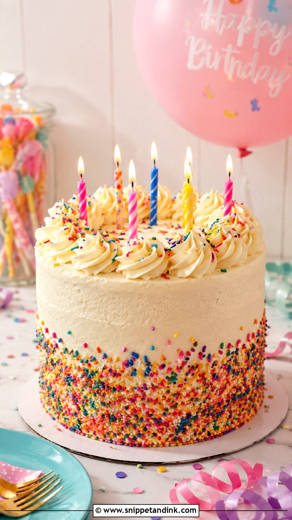 Sprinkles Birthday Cake - Snippet and Ink - 20 How to Decorate Cakes for Beginners