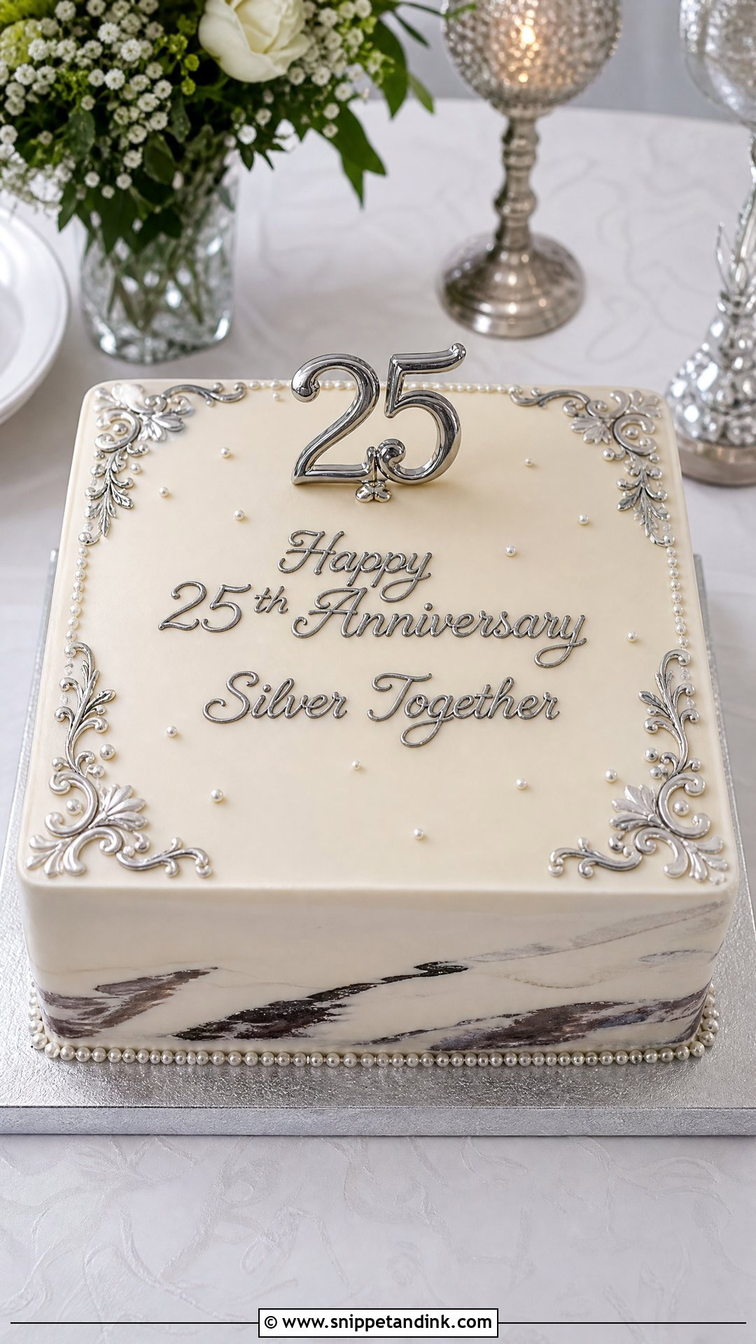 Square 25th Anniversary Cake - Snippet and Ink - 25 25th Anniversary Cake Ideas