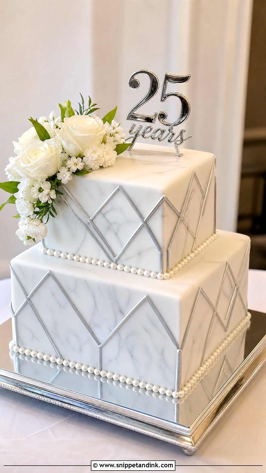 Square 25th Anniversary Cake - Snippet and Ink - 25 25th Wedding Anniversary Cakes