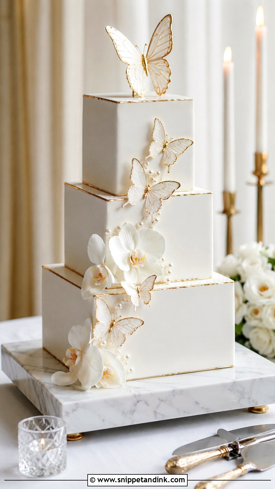 Square 3 Tier Butterfly Wedding Cake - Snippet and Ink - 20 3 Tier Butterfly Cake Ideas for Wedding
