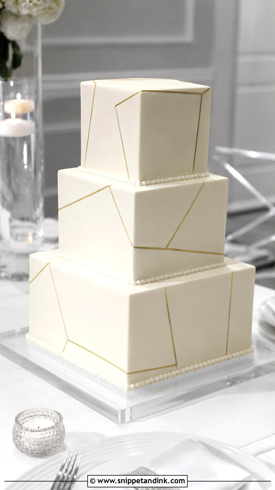 Square 3 Tier Wedding Cake No Flowers - Snippet and Ink - 20 3 Tier Wedding Cake No Flowers