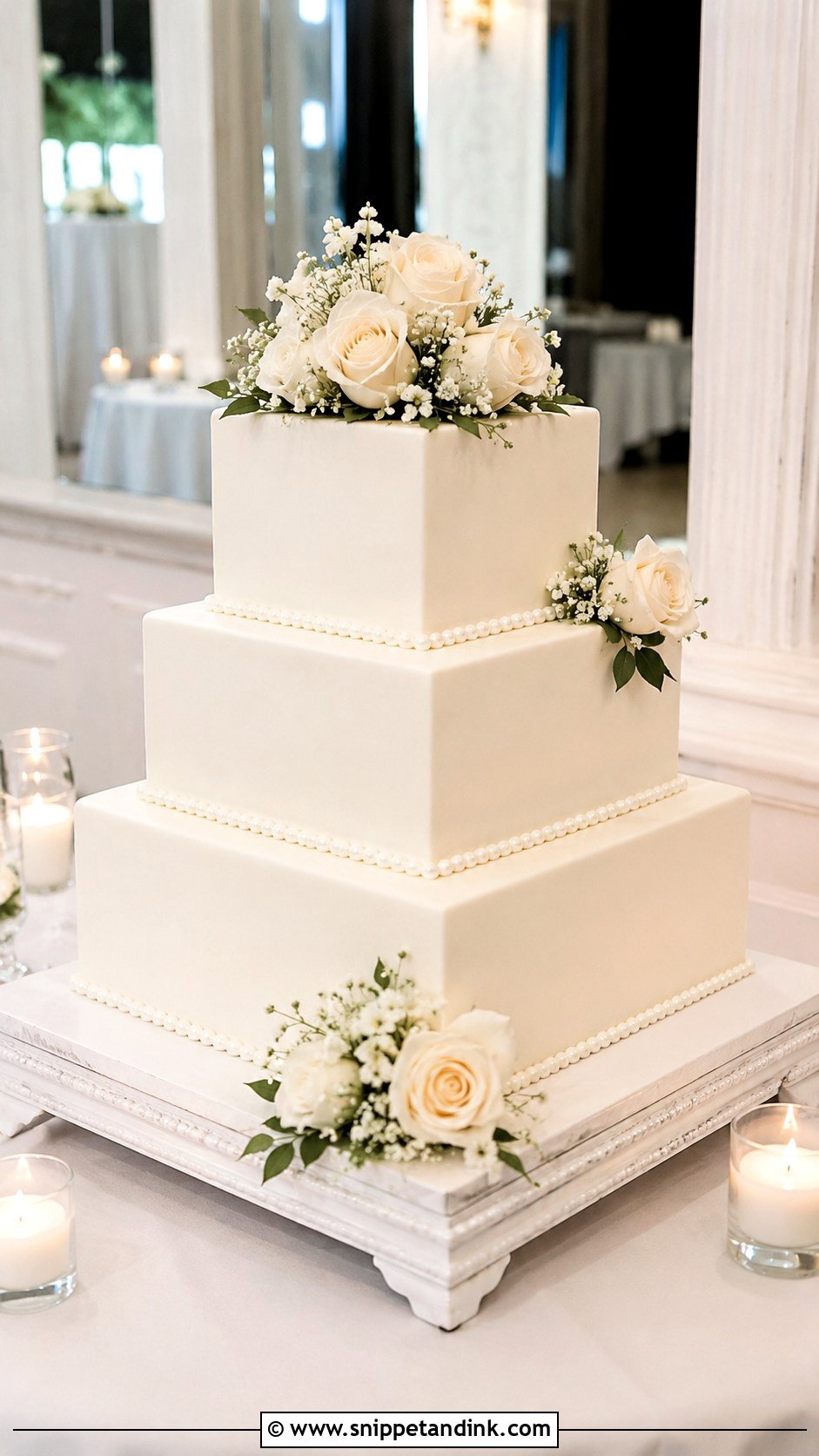 Square 3 Tier Wedding Cake - Snippet and Ink - 20 3 Wedding Cakes Display Ideas