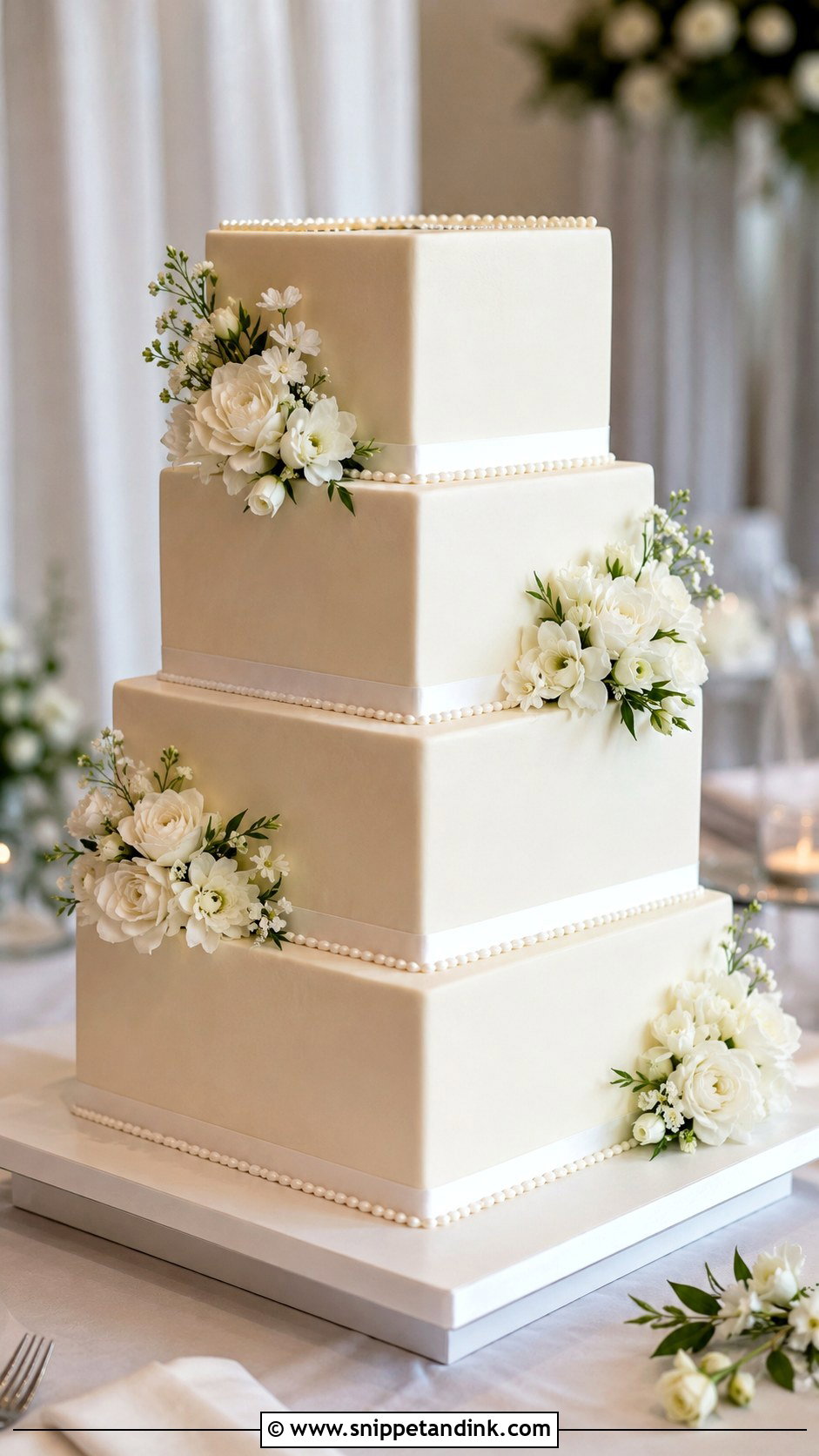 Square 4 Tier Wedding Cake - Snippet and Ink - 20 4 Tiered Wedding Cakes