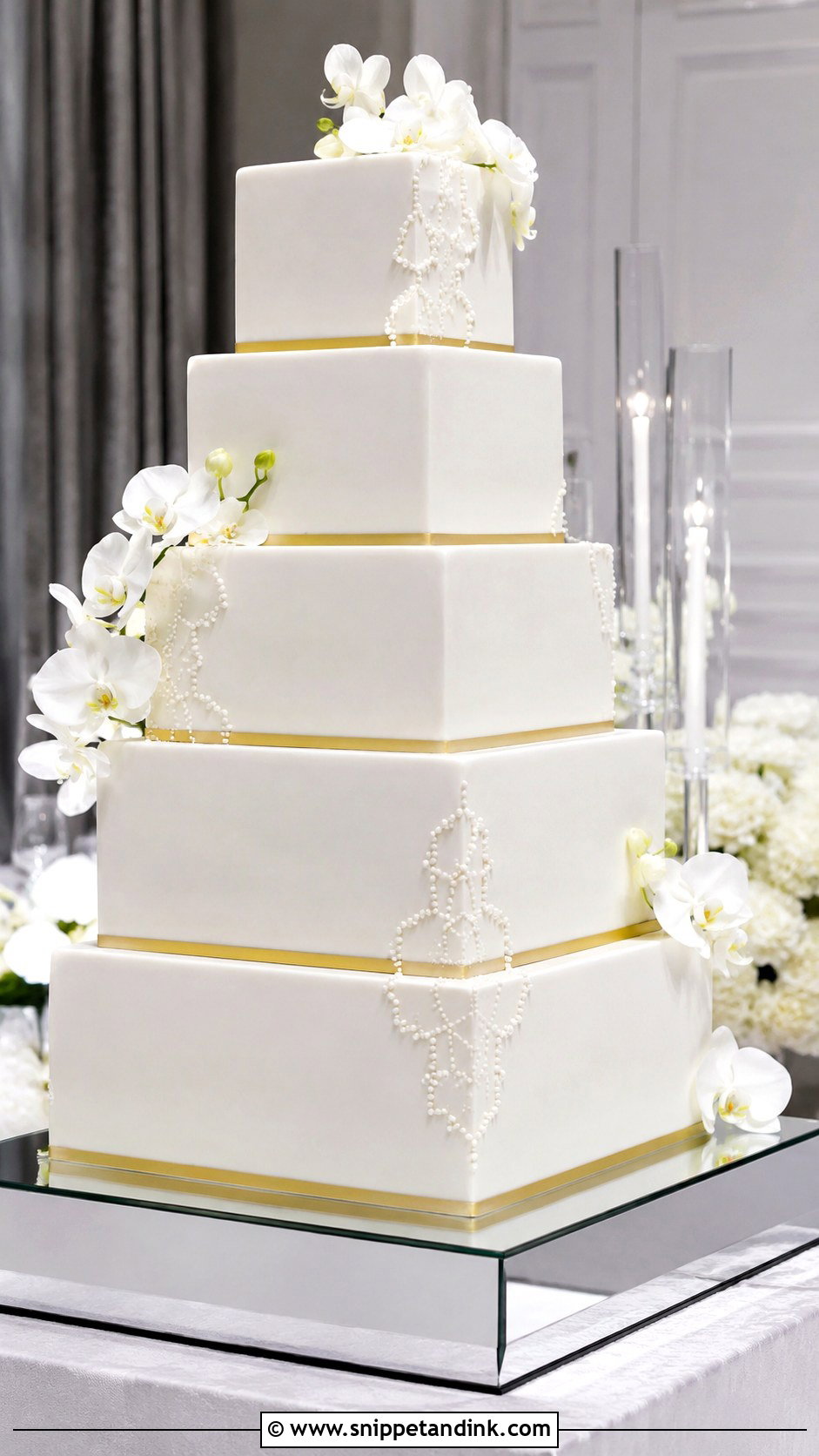 Square 5 Tier Wedding Cake - Snippet and Ink - 25 5 Tier Wedding Cake Ideas