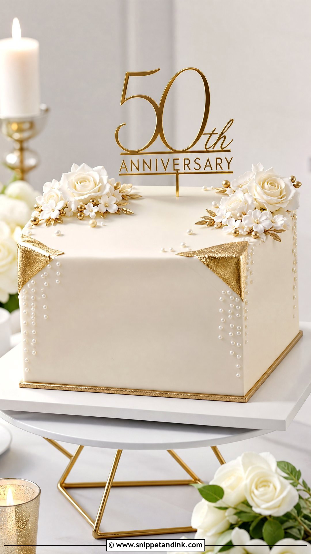 Square 50th Anniversary Cake - Snippet and Ink - 30 50th Anniversary Cakes