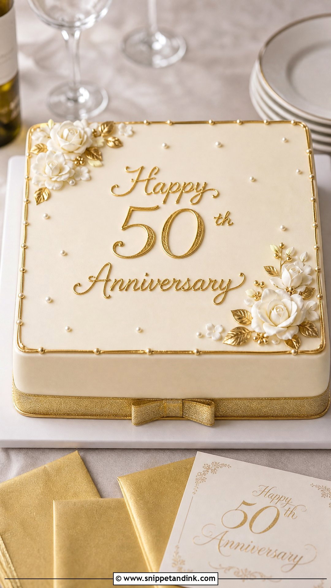 Square 50th Anniversary Cake - Snippet and Ink - 25 50th Wedding Anniversary Cakes
