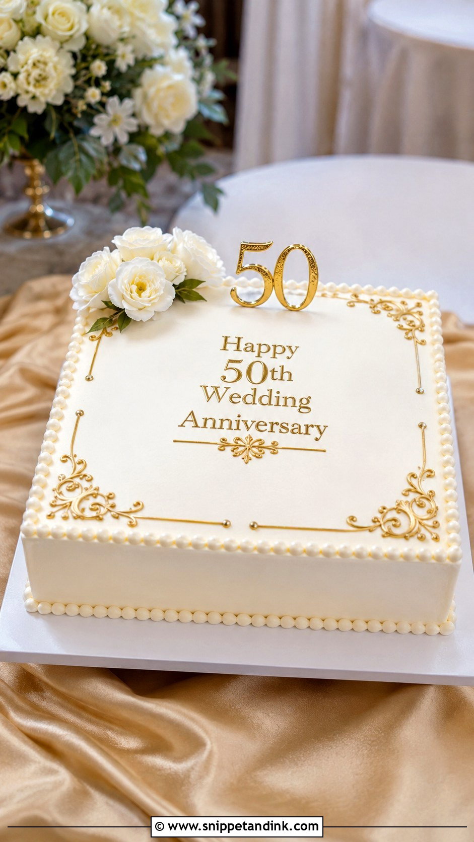 Square 50th Wedding Anniversary Cake - Snippet and Ink - 20 50th Wedding Anniversary Cake Ideas
