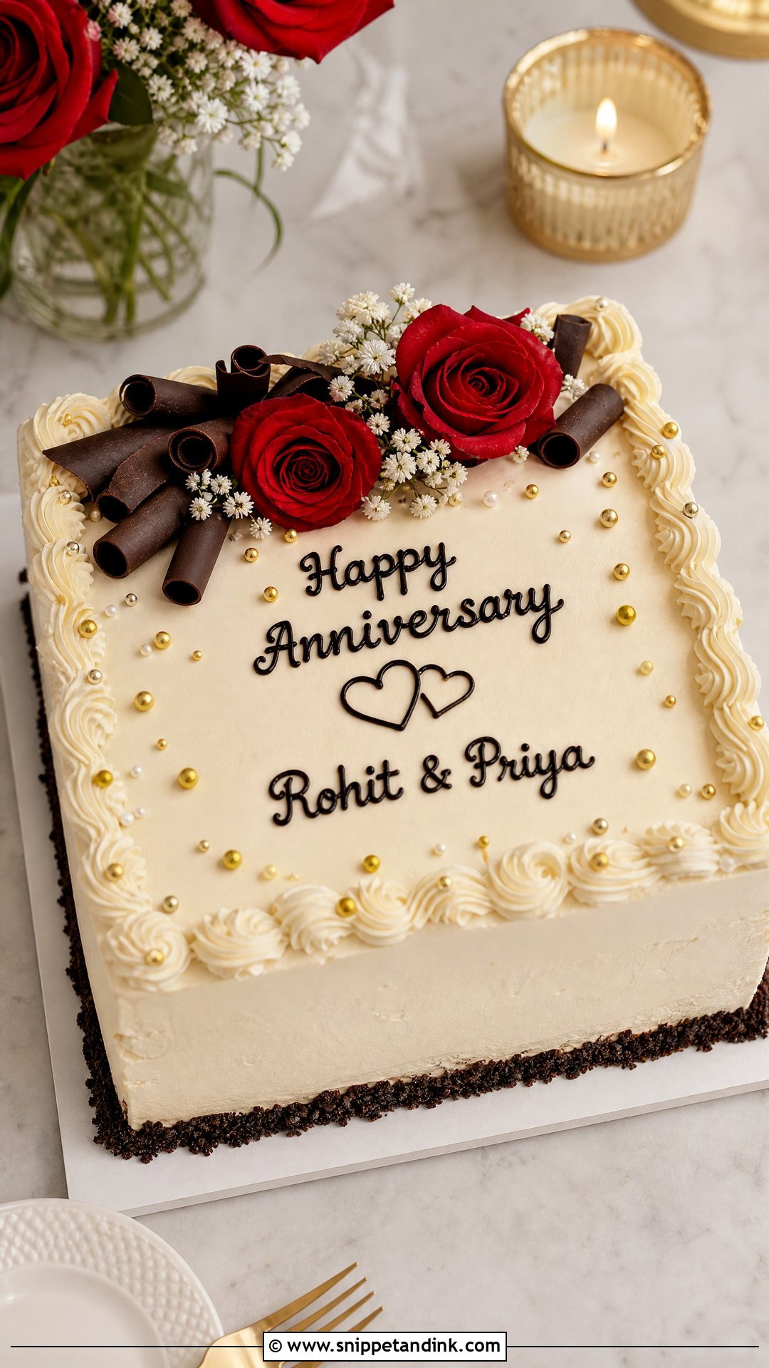 Square Anniversary Cake - Snippet and Ink - 30 Couple Anniversary Cake Ideas