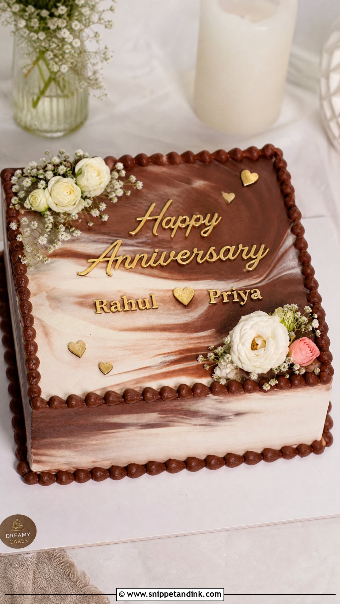 Square Anniversary Cake - Snippet and Ink - 35 Happy Anniversary Cakes