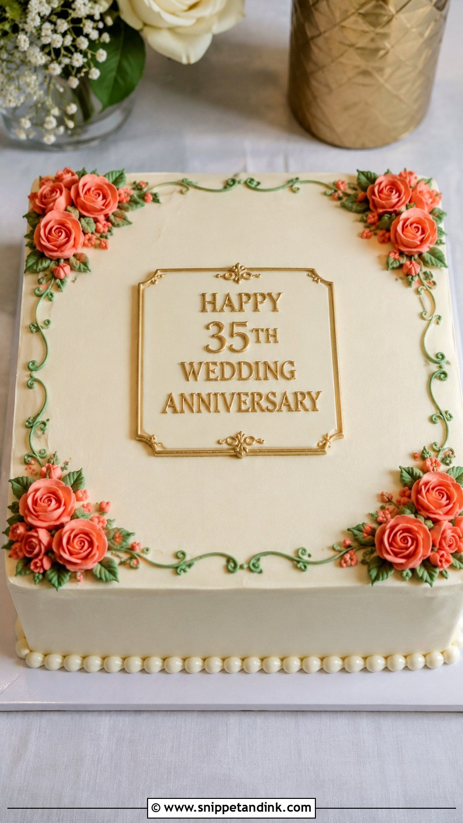 Square Anniversary Cake - Snippet and Ink - 20 35th Anniversary Cake Ideas