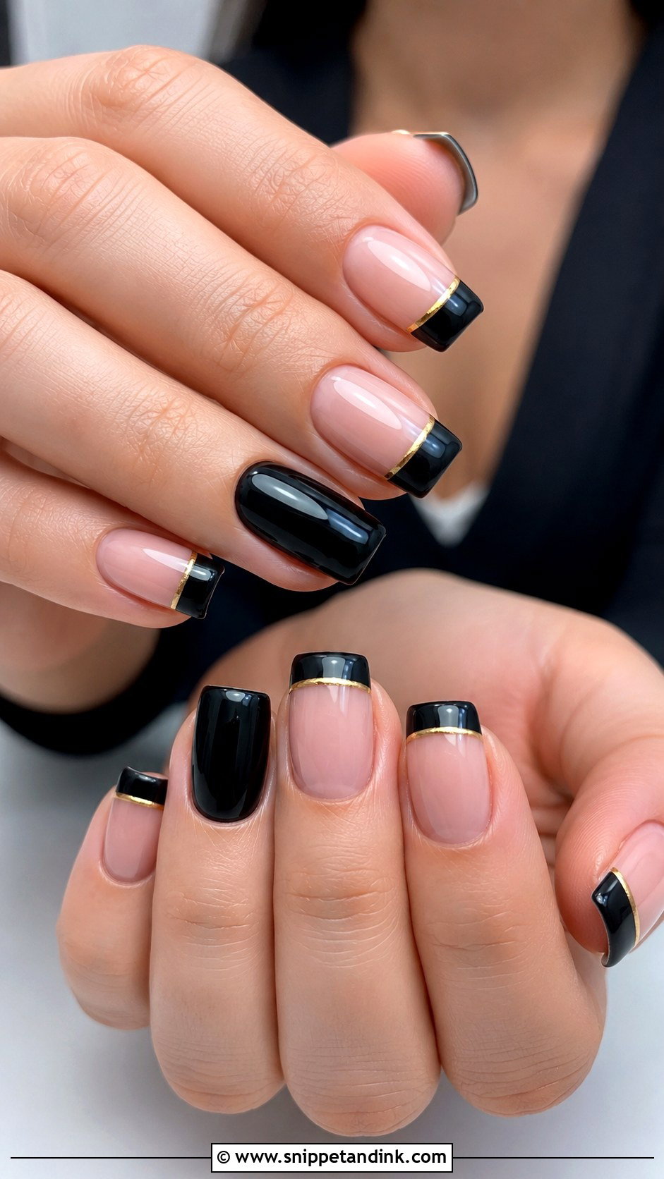 Square Black And Gold Wedding Nails - Snippet and Ink - 20 Black and Gold Wedding Nails
