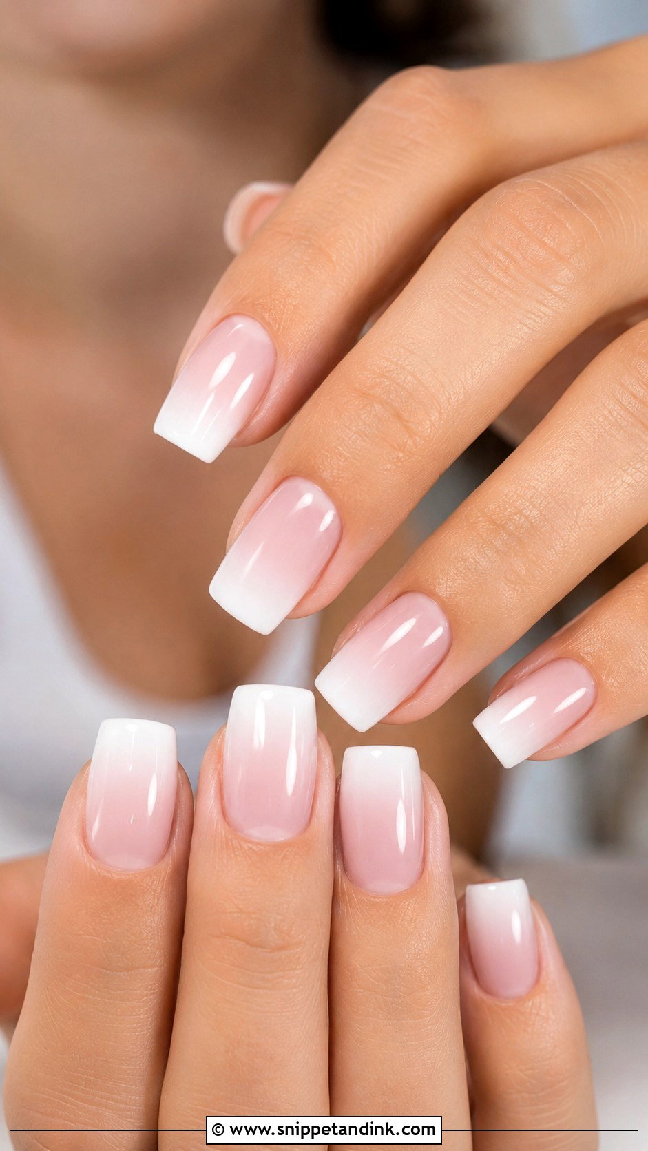 Square Bridal Nails With Baby Boomer Ombre - Snippet and Ink - 20 Square Bridal Wedding Nails