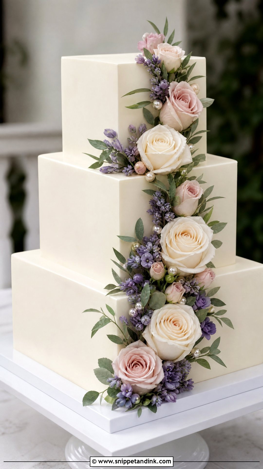 Square Buttercream Flower Wedding Cake - Snippet and Ink - 25 Buttercream Flower Cake Ideas for Wedding