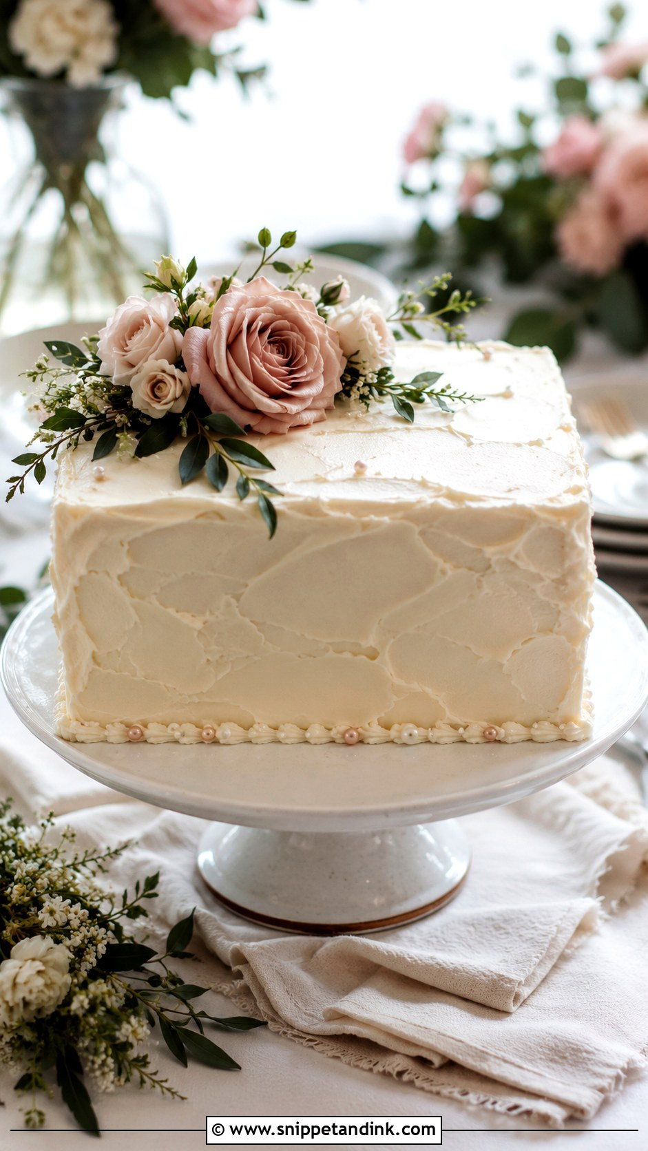 Square Buttercream Wedding Cake - Snippet and Ink - 30 Square Wedding Cakes 1 Tier
