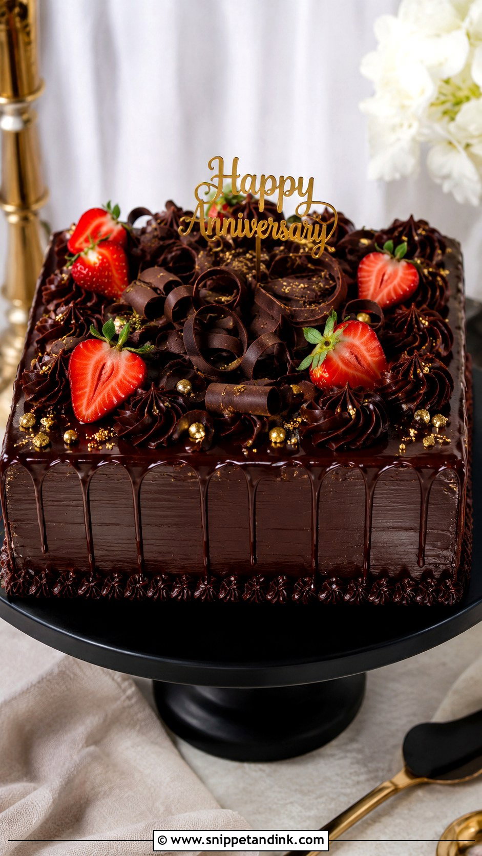 Square Chocolate Anniversary Cake - Snippet and Ink - 20 Square Anniversary Cake Ideas