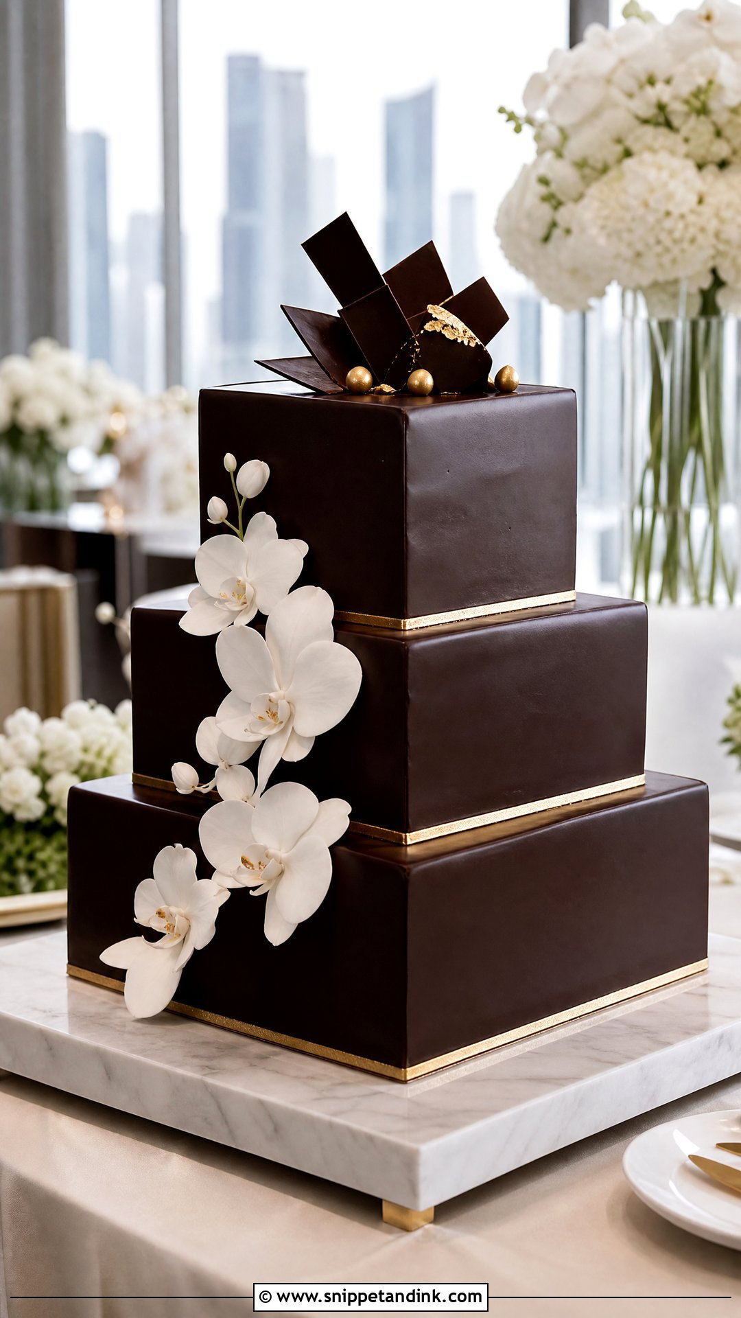 Square Chocolate Wedding Cake - Snippet and Ink - 25 Chocolate Wedding Cake Ideas