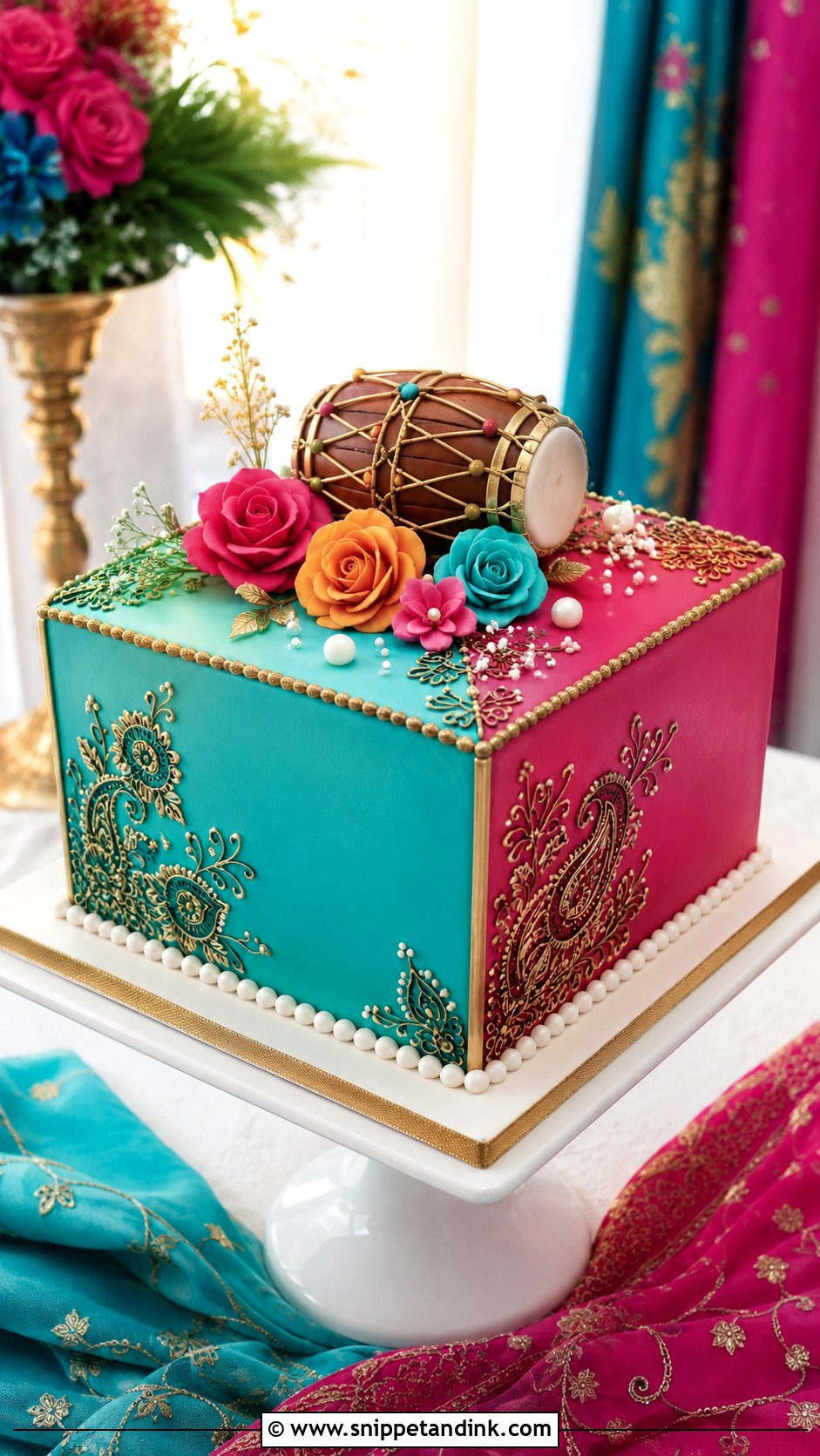 Square Dholki Cake - Snippet and Ink - 20 Dholki Cake Ideas