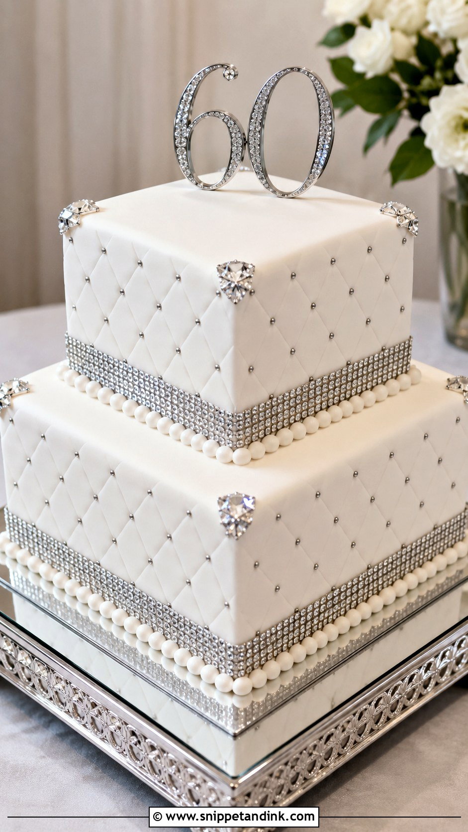 Square Diamond Anniversary Cake - Snippet and Ink - 20 60th Wedding Anniversary Cakes