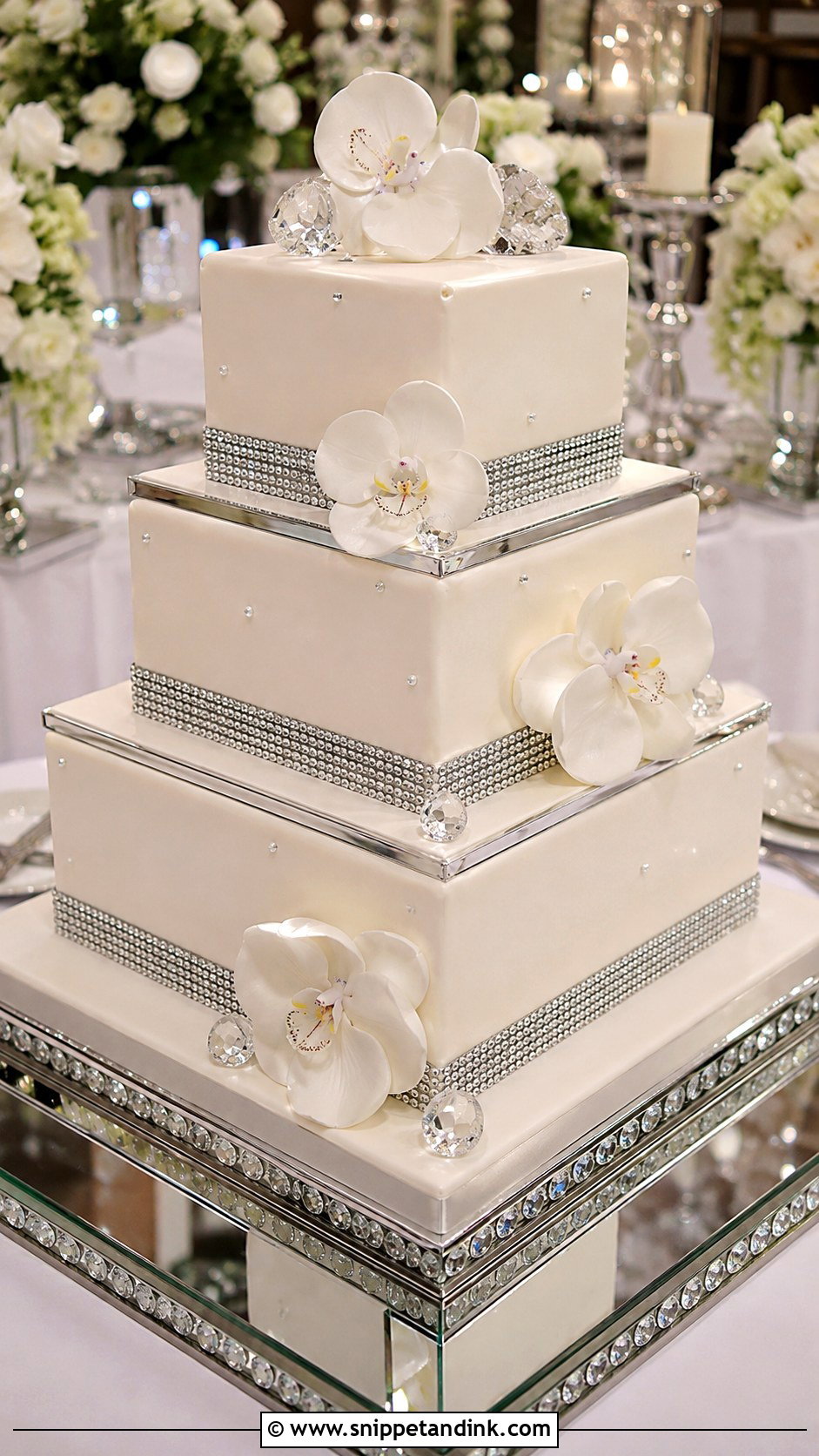 Square Diamond Wedding Cake - Snippet and Ink - 25 Diamond Bling Wedding Cakes