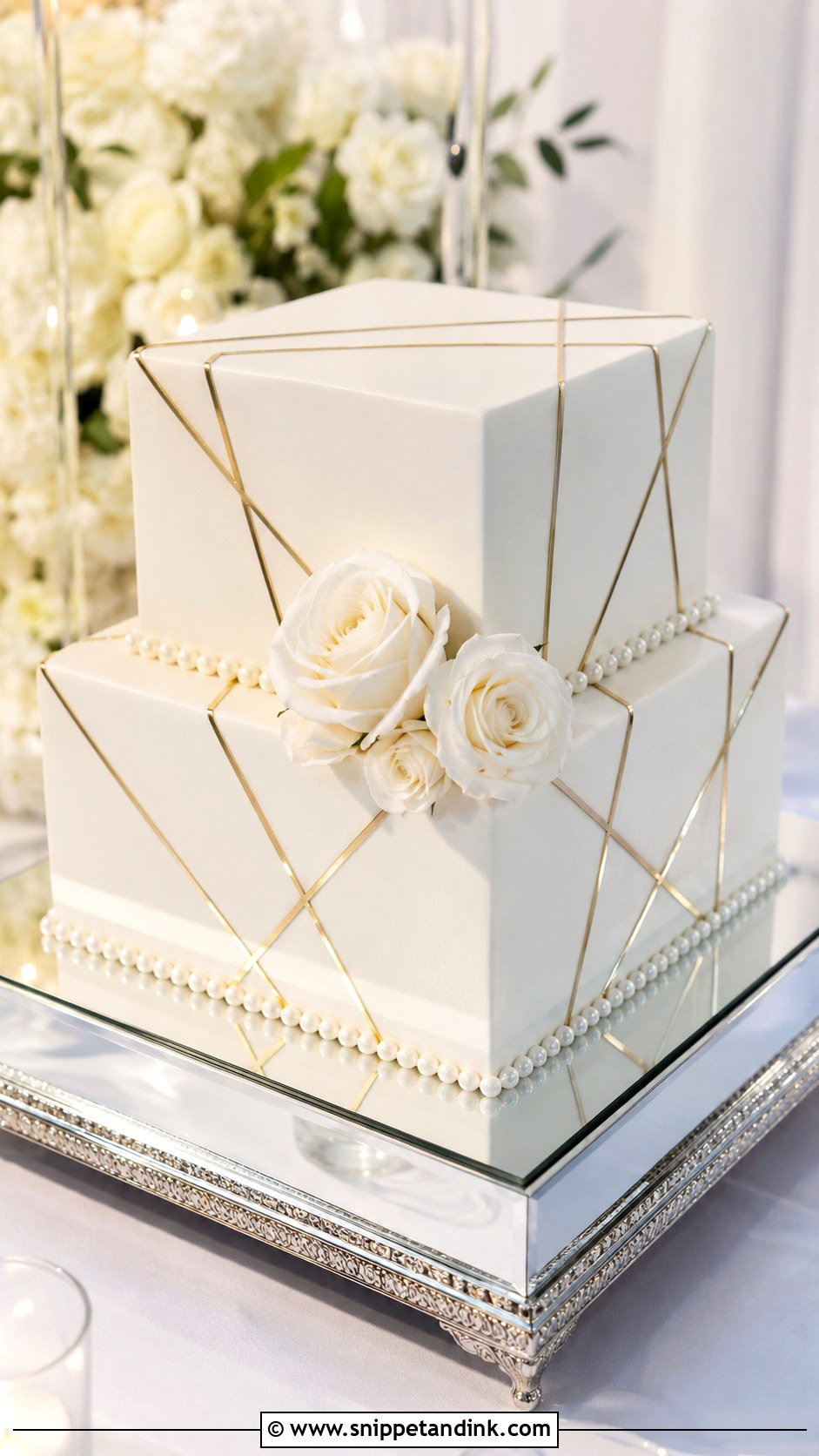 Square Double Decker Wedding Cake - Snippet and Ink - 20 Double Decker Cake Design Ideas for Wedding