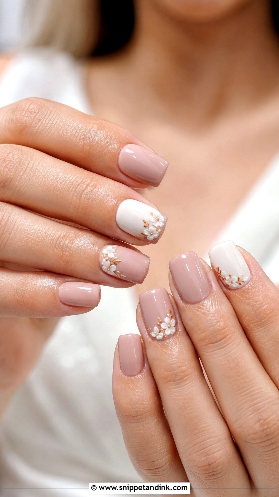 Square Flower Wedding Nails - Snippet and Ink - 20 Flower Wedding Nails