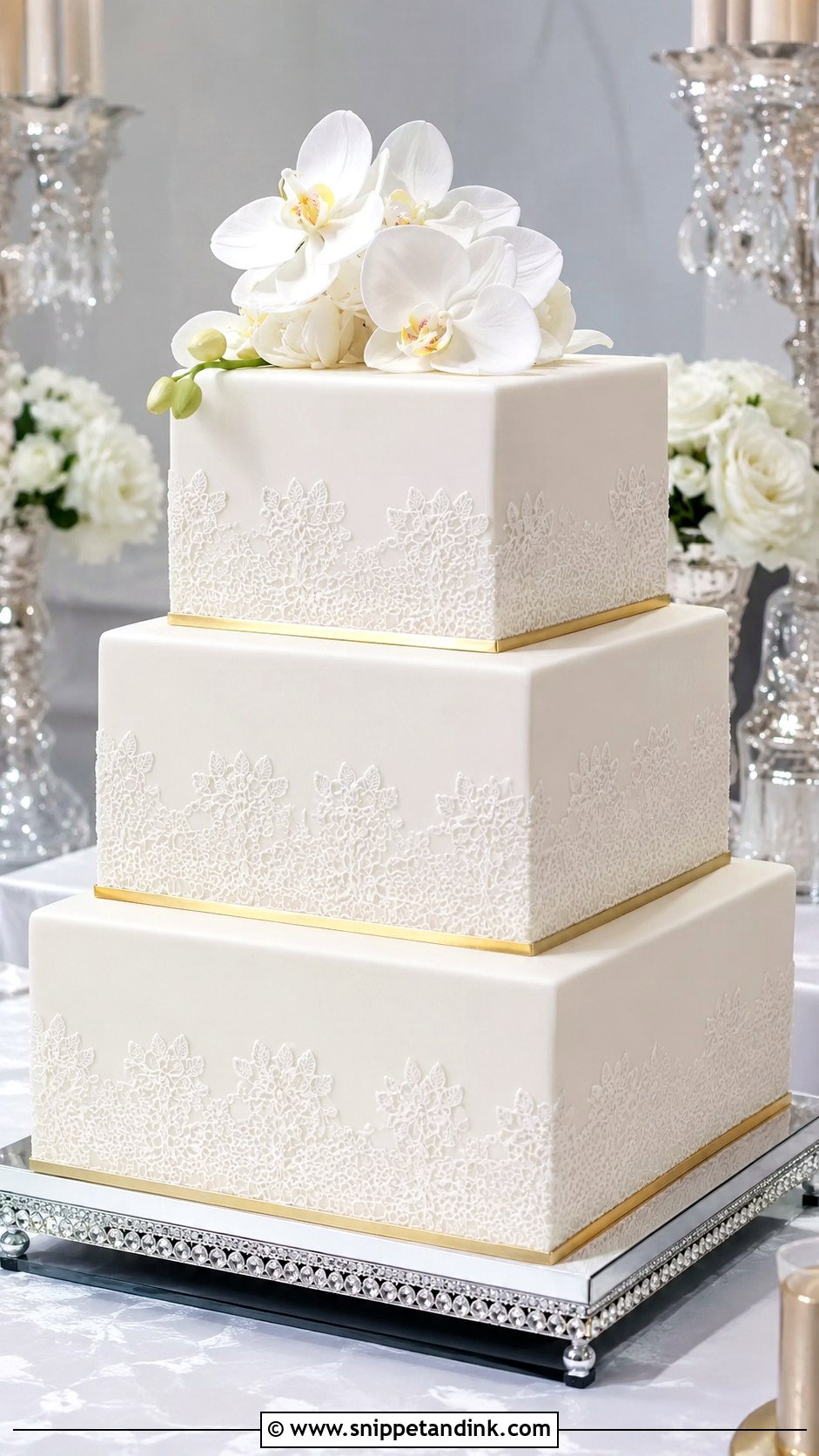 Square Fondant Wedding Cake - Snippet and Ink - 20 Square Cake Designs for Wedding