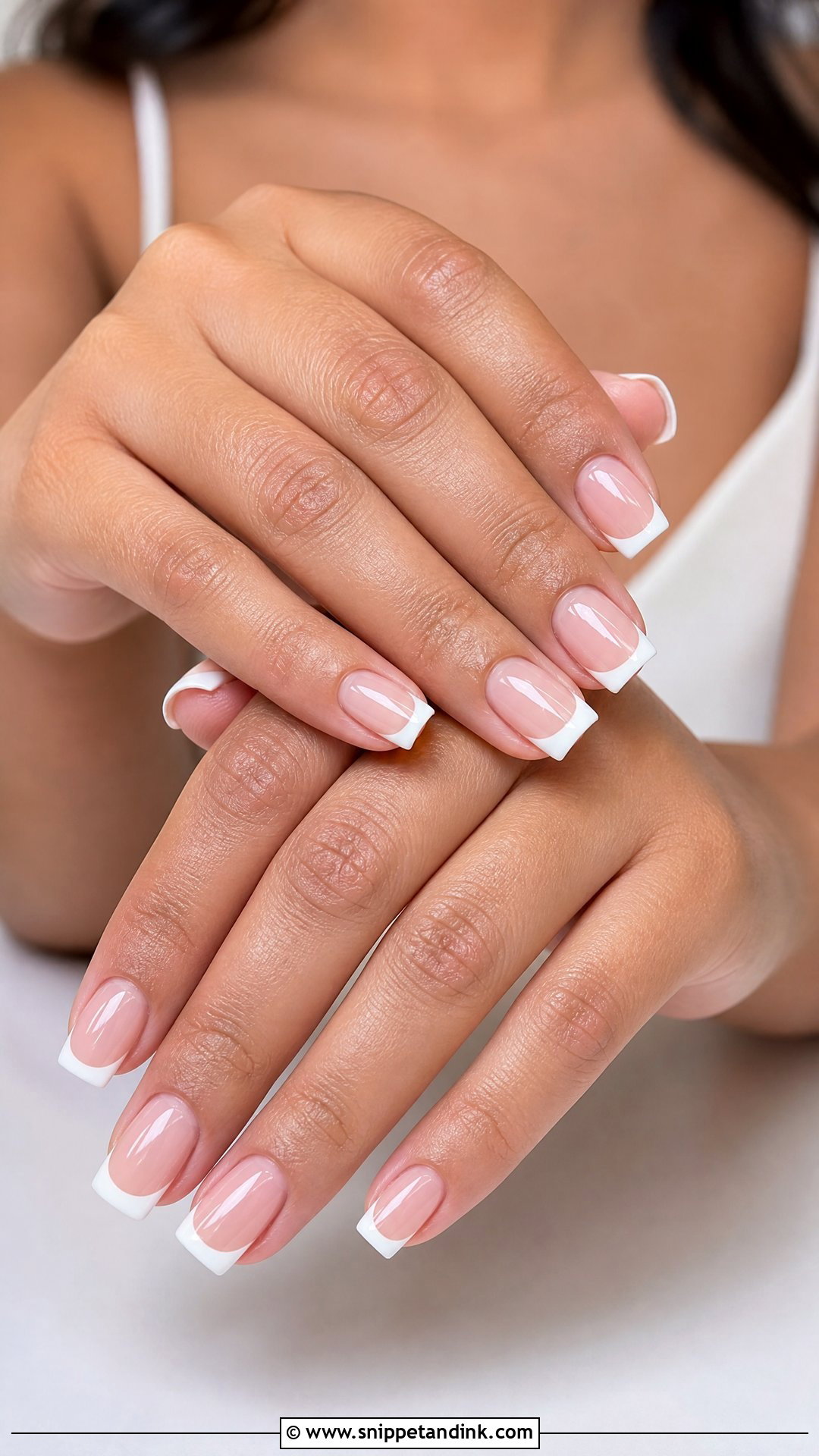 Square French Bridal Nails - Snippet and Ink - 25 French Bridal Nails