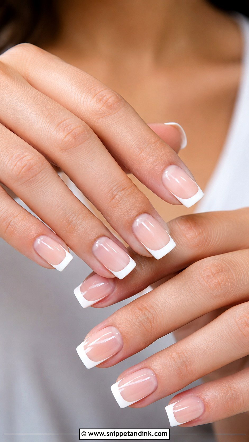 Square French Tip Bridal Nails - Snippet and Ink - 20 Square Bridal Wedding Nails