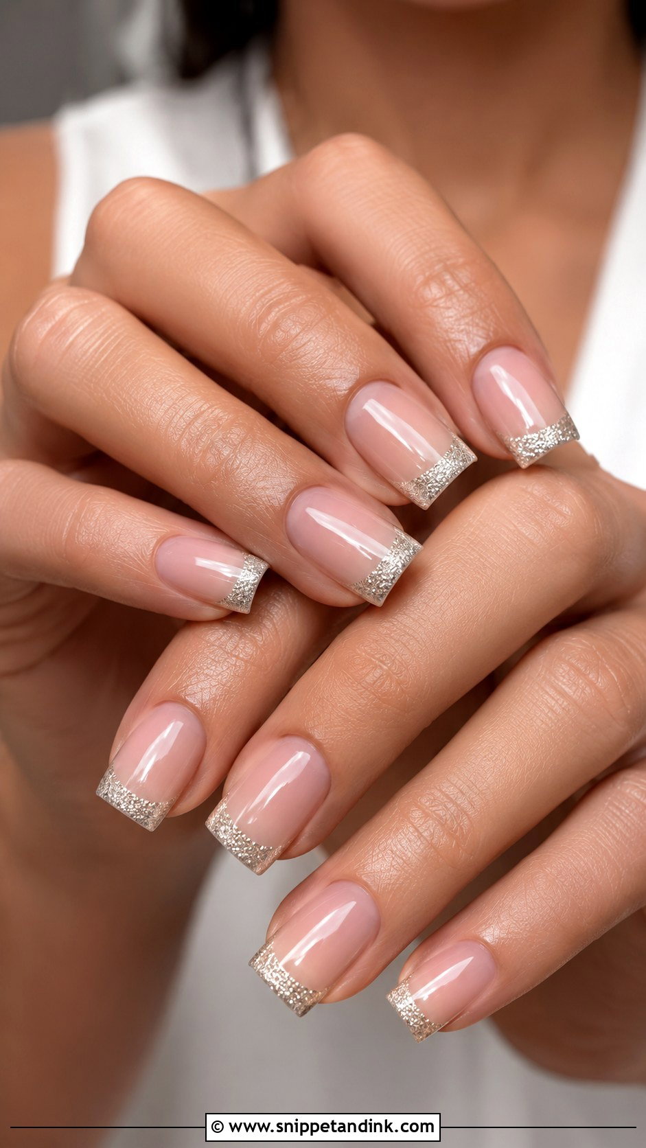 Square Glitter Bridal Nails - Snippet and Ink - 20 Glitter Bridal Nails